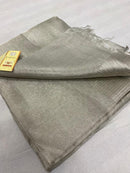 Silver Embossed Pattern Tissue Tussar Silk Saree