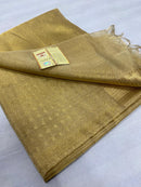 Golden Embossed Pattern Tissue Tussar Silk Saree