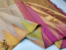 Half White Korvai Temple Border Pure Kanchipuram Silk Saree
