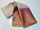 Half White Traditional Korvai Multicolor Temple Border Handloom Kanchipuram Silk Saree