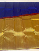 Royal Blue Maroon Korvai Raising Temple Border Kanchipuram Silk Saree