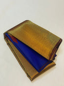 Royal Blue Maroon Korvai Raising Temple Border Kanchipuram Silk Saree