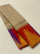 Half White Korvai Contrast Multi Color Temple Border with Body Butta Kanchipuram Silk Saree