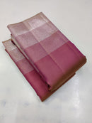Dual Shade Golden Pink Seepu Rekku Border Kanchipuram Handloom Silk Saree