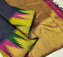 Black Traditional Korvai Multicolor Temple Border Handloom Kanchipuram Silk Saree