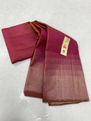 Dual Shade Golden Pink Seepu Rekku Border Kanchipuram Handloom Silk Saree