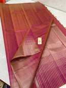 Dual Shade Golden Pink Seepu Rekku Border Kanchipuram Handloom Silk Saree