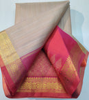 Half White Designer Kanchipuram Silk Saree