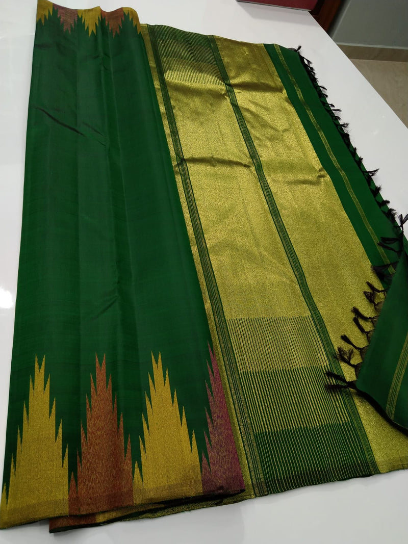 Pochampally Ikkat Silk Green Dupatta & Pink Border | Buy Ikat Pattu Dupatta  Online – Looms Kart