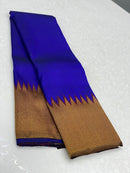 Blue Korvai Temple Border Kanchipuram Handloom Silk Saree