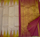 Half White Korvai Temple Border Kanchipuram Silk Saree
