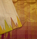 Half White Korvai Temple Border Kanchipuram Silk Saree