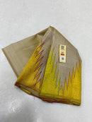 Half White Korvai Temple Border Pure Kanchipuram Silk Saree