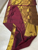 Maroon Raising Temple Border Kanchipuram Silk Saree with Double Side Rekku