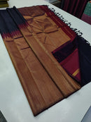 Black Maroon Korvai Raising Temple Border Kanchipuram Silk Saree