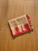 Sandal Red Organza Saree with Embroidery work & Banarasi Style Border