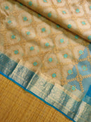 Sandal Blue Organza Saree with Embroidery work & Banarasi Style Border