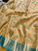 Sandal Blue Organza Saree with Embroidery work & Banarasi Style Border