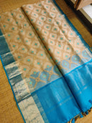 Sandal Blue Organza Saree with Embroidery work & Banarasi Style Border