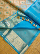 Sandal Blue Organza Saree with Embroidery work & Banarasi Style Border