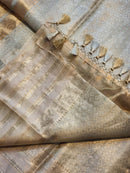 Handwoven Pure Double Tissue Silk Stripe Saree with Katan Silk