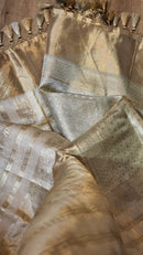Handwoven Pure Double Tissue Silk Stripe Saree with Katan Silk