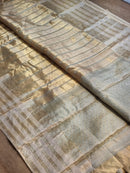 Handwoven Pure Double Tissue Silk Stripe Saree with Katan Silk