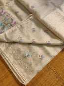 Half White Organza Saree with Meenakari Skirt Embroidery Work & Crochet Lace