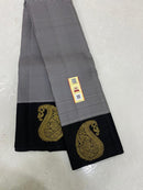 Classic Black Mini Checked Kanchipuram Silk Saree With Gold Zari Border Butta