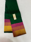 Green Pink Seepu Rekku Border Kanchipuram Handloom Silk Saree