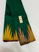 Dark Green Maroon Korvai Temple Border Kanchipuram Silk Saree