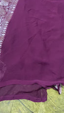 Brown Pure Banarasi Khaddi Georgette Silk Saree with Meenakari Jangla Design