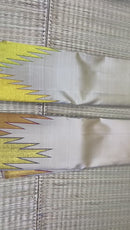 Half White Korvai Temple Border Pure Kanchipuram Silk Saree
